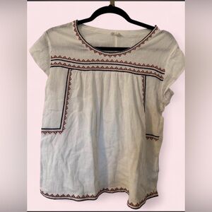 Garnet Hill Embroidered-Yoke Blouse